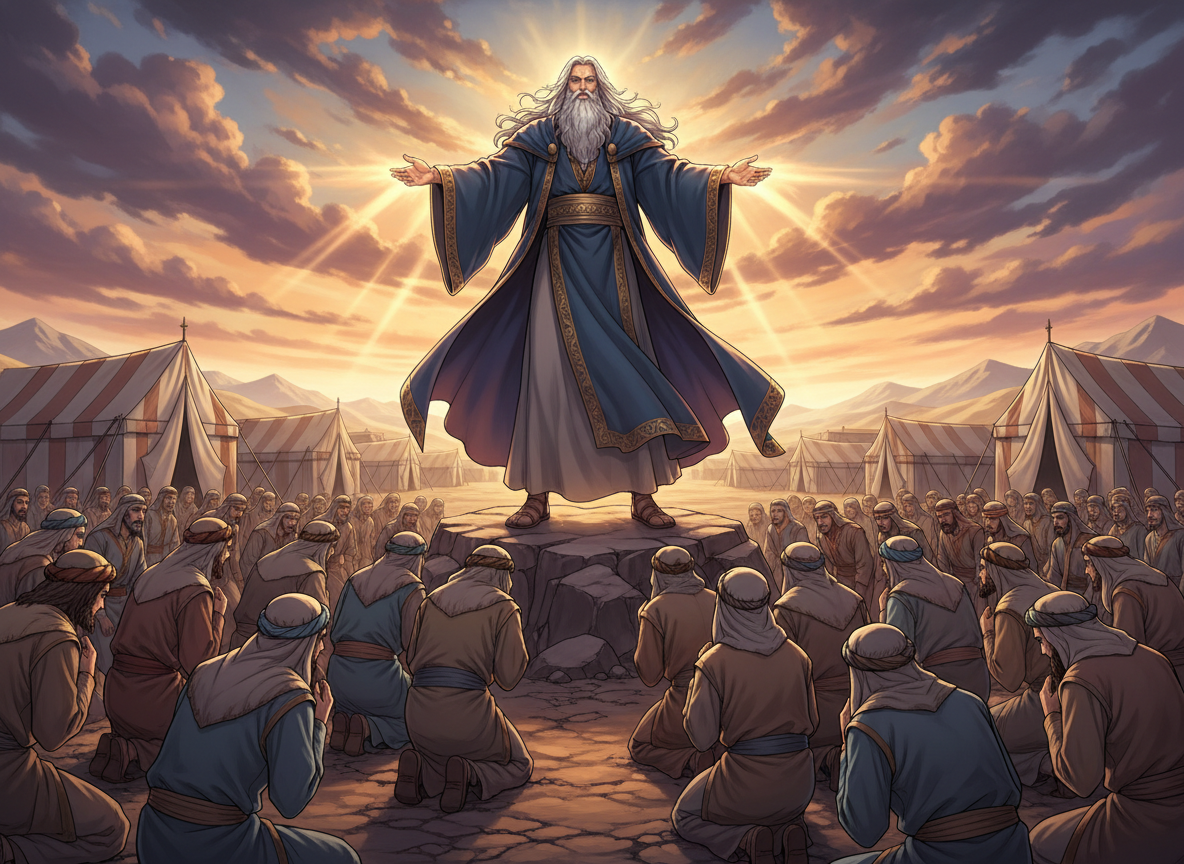 Moses Blessing the Levites - Anime style